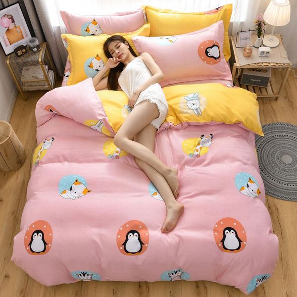 

bedding sets cute animals pattern washed cotton quilt cover pillow case bed sheet bedroom soft comfortable single set oceania