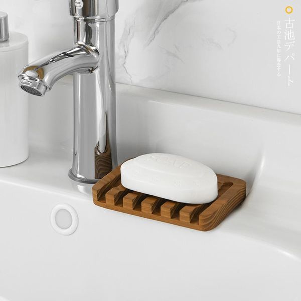 

soap dishes 1pcs wood dish teak tray simple wooden holder with drain household bathroom kitchen accessories