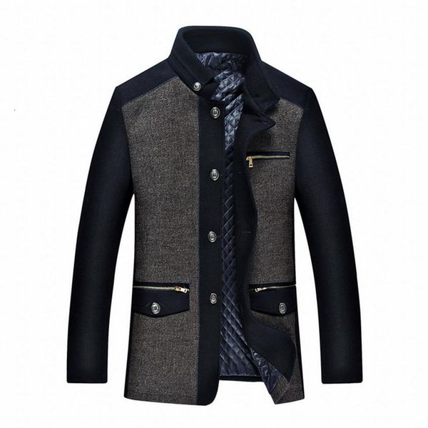 

men's wool & blends winter jacket fashion personality mens coat men plus cotton business casual overcoat 5ven, Black