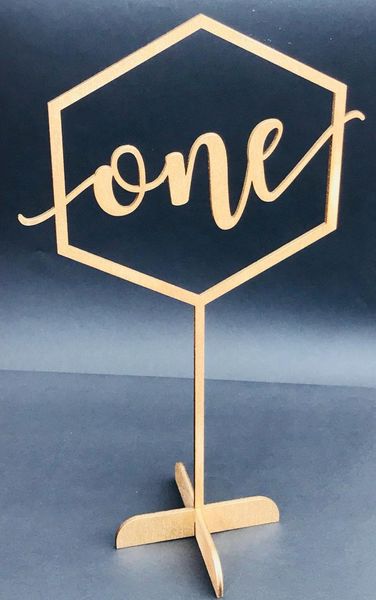 

party decoration wood geometric table numbers for wedding, wooden numbers, hexagon