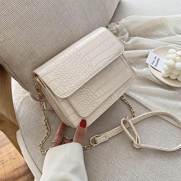 

swdf crocodile pattern flap bags for women 2021 small pu leather simple shoulder crossbody handbags chain crossbody bag handbags
