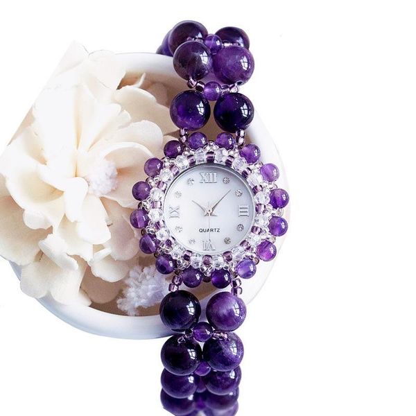 

wristwatches 2021 woman full automatic quartz watch authentic -grade amethyst bracelet fashion decorative lady, Slivery;brown