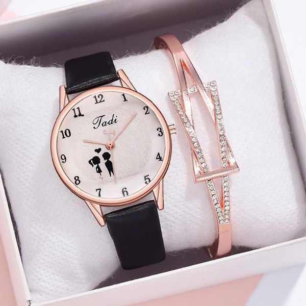 

wristwatches luxury women's watches bracelet set couples ladies women watch casual leather quartz wristwatch girl clock relogio feminin, Slivery;brown