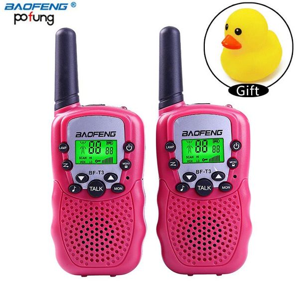 

walkie talkie baofeng t-3 mini uhf 462.550-467.7125mhz two-way radios 0.5w 22ch for kid children toy with yellow duck gift