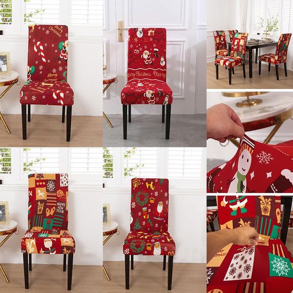 

chair covers christmas printed stretch cover slipcovers case removable banquet seat dining protector