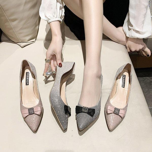 

dress shoes women high heel spring stiletto elegant lady crystal square button shallow slip-on office female shoe, Black