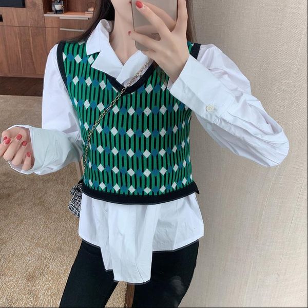 

women sweaters knitted sweater vest spring korean style vintage argyle plaid pullover sleeveless waistcoat green gilet pull t451, White;black