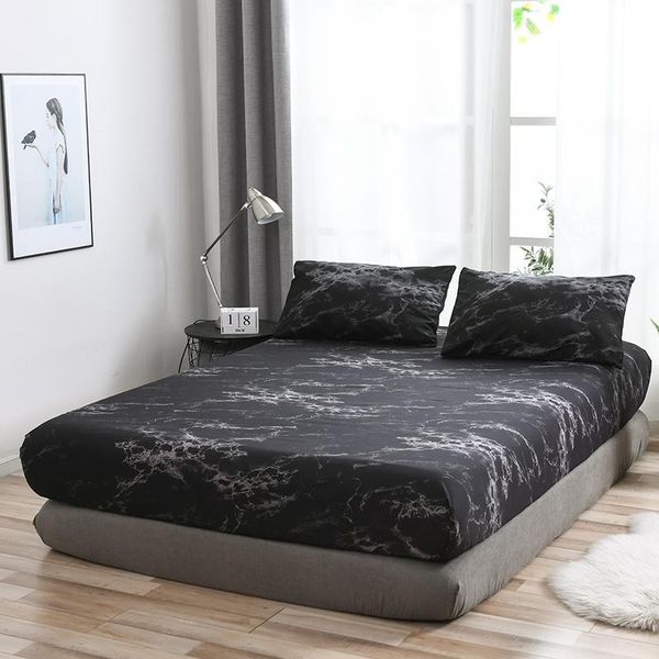 

sheets & sets 30 high elastic fitted bed sheet marble pattern stain resistant mattress cover stretch anti-skid bedding bedspread