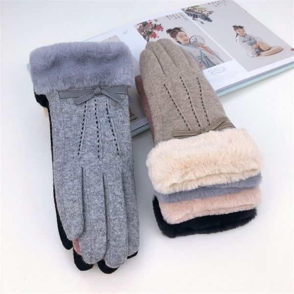

new women's warm gloves in autumn and winter cashmere wool double-layer thickened cold proof outdoor leisure fashion, Black