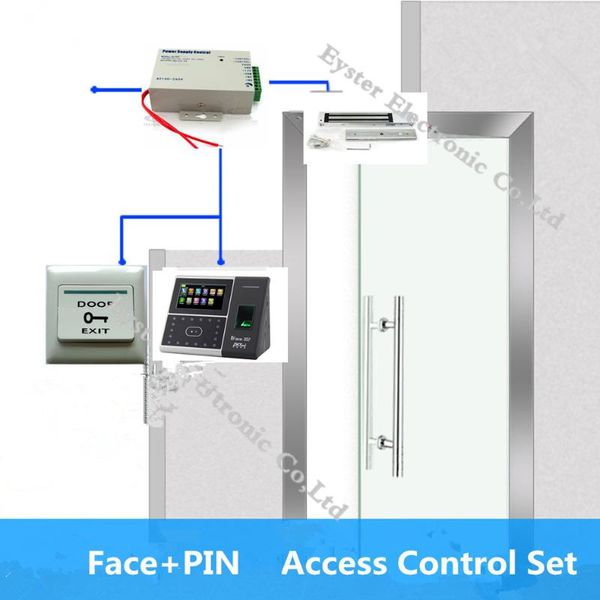 

iface302 face recognition fingerprint multi-biometric access control kit diy home door security system em lock exit button power facial