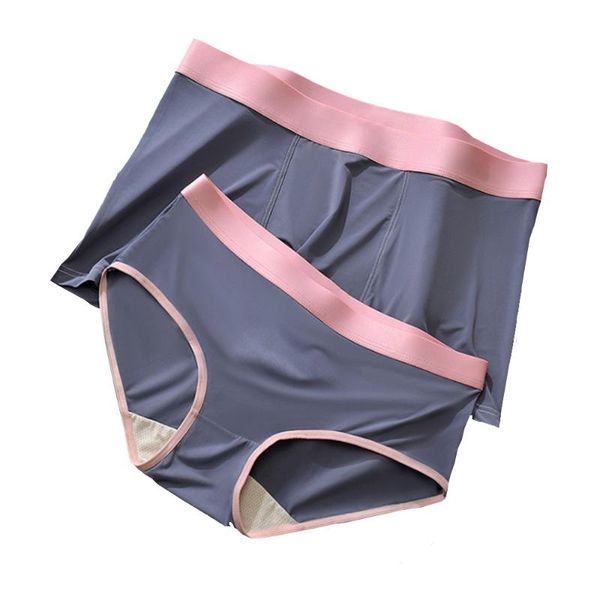 

underpants couples lovers underwear men boxer women panties ice silk breathable shorts clothing, Black;white