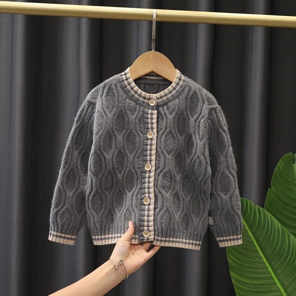 

pullover autumn winter full sleeve solid toddler knitted outwear coat kids baby girls boys children cardigan sweater 1-5y, Blue