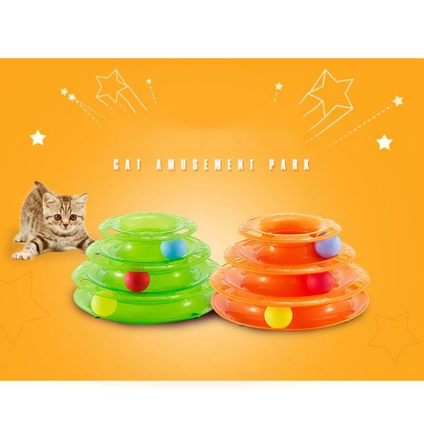 

cat toys 3 floors interactive chase amusement ball game kitten crazy play funny toy