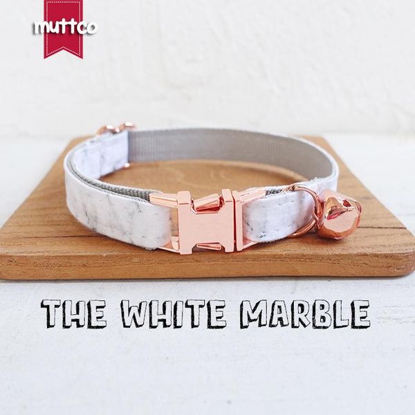 

cat collars & leads 10pcs/lot muttco retail with rose gold collar for the white marble design 2 sizes ucc085m