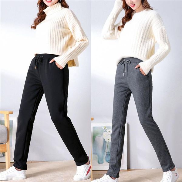 

women's pants & capris women sherpa lined sweatpants, casual drawstring elastic waist winter warm solid color jogger, Black;white