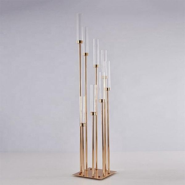 

candle holders 10pcs)8 arm acrylic cup antique metal gold candelabra wedding centerpieces yudao51