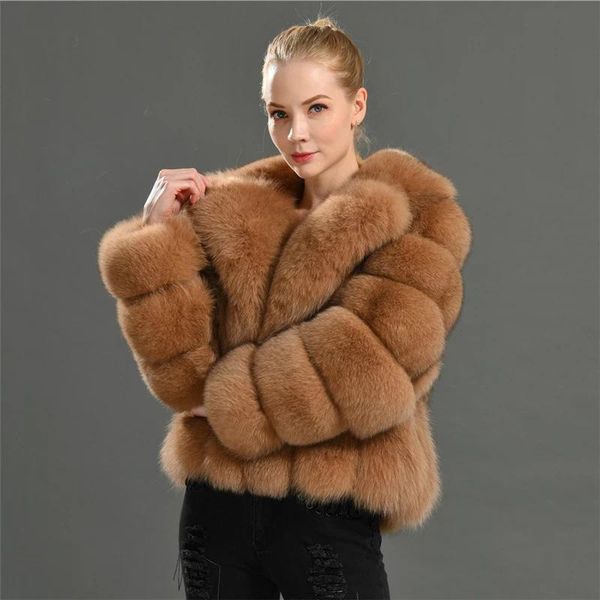 

women's fur & faux 2021 fashion long sleeve autumn winter coat jacket, Black