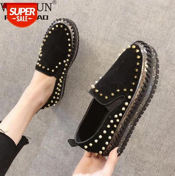 

women casual platform sneakers shoes women's slip-on flats loafers for white crystal creepers shoe woman #p91r