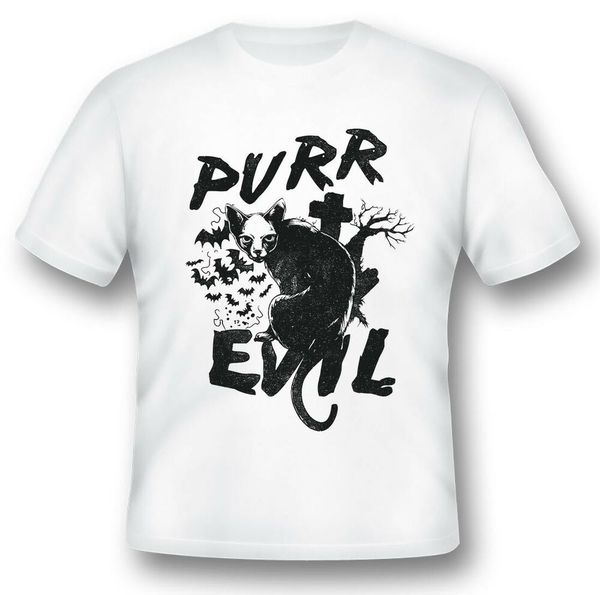 

purr evil cat tee shirt black or white, White;black