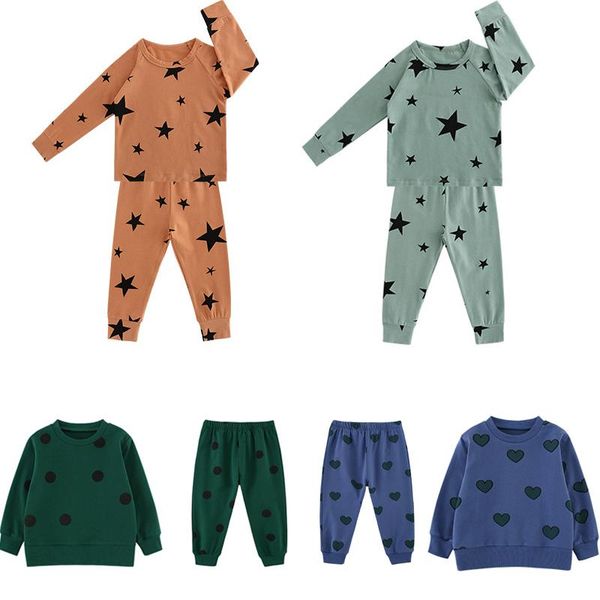 

clothing sets baby autumn winter clothes boys girls tollder infant stars dot print cute cotton homewear born fashion, White