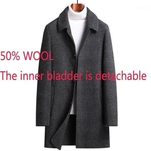 

men's wool & blends winter down inner liner thickened double faced coat men cashmere woolen casual thick size m l  2xl 3xl1, Black