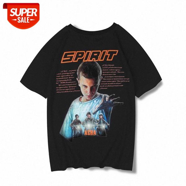 

european and american high street printed short-sleeved t-shirt, hipster hip-hop spoof character hem tee male #is2d, White;black