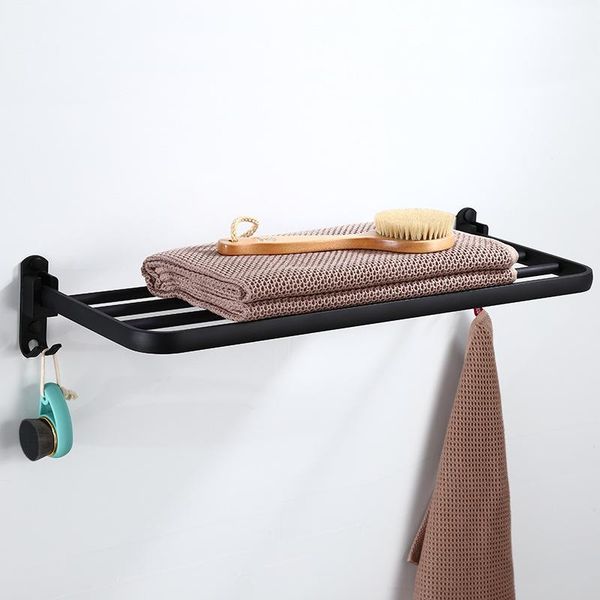 

towel racks bath rack with hooks aluminum black 40-60 cm holder for el or home bathroom storage
