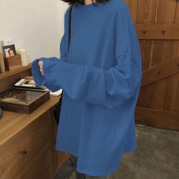 

women's t-shirt long sleeve pure color t-shirts cotton comfortable soft medium round neck y2k aesthetic harajuku leisure, White