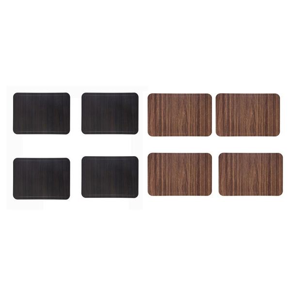 

4pcs imitation wood grain placemat pu pad waterproof non slip table mats insulated home wedding decoration dinner placem & pads