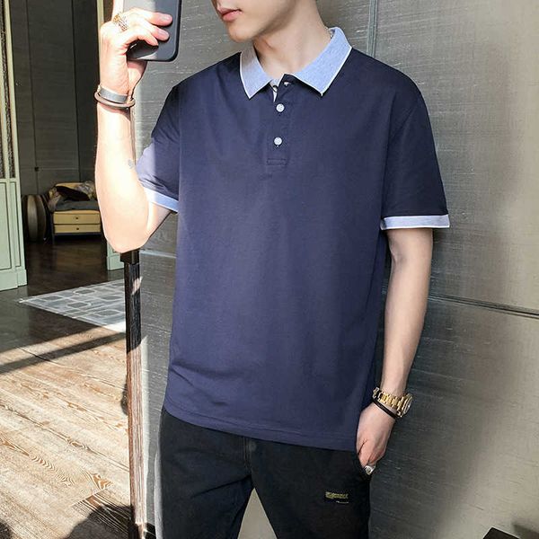 

polo shirt short sleeve t shirt men's summer loose menwear, White;black