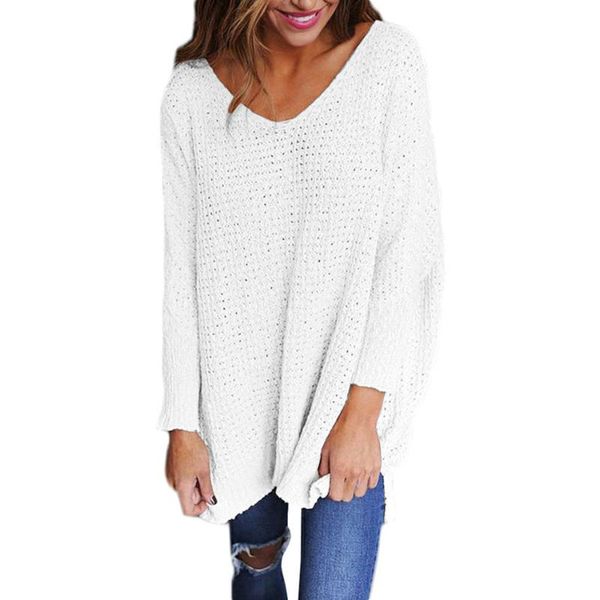 

women's sweaters 2021 womens knitted long pullovers spring autumn plus size woman casual ol loose female europe fashion streetwear, White;black