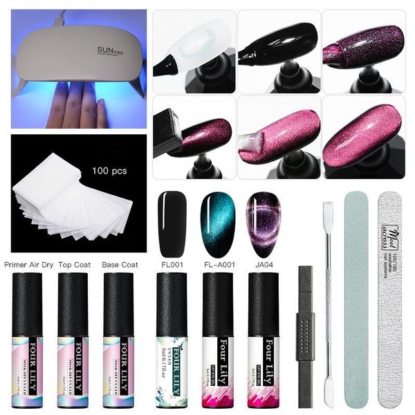 

nail set 6w uv led lamp 5/7/9d starry sky magnetic cat eye gel polish kit tools varnish manicure kit1