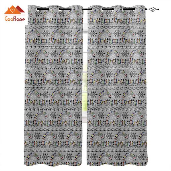 

curtain & drapes ethnic geometric leaves window curtains living room outdoor fabric home decor