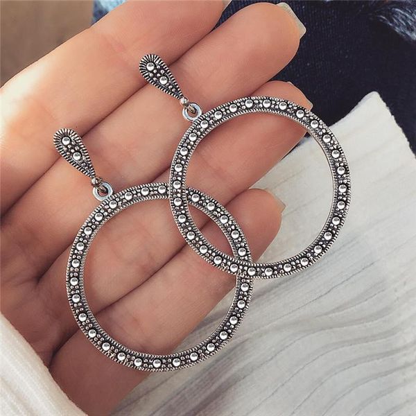 

dangle & chandelier modyle 2021 fashion boho big drop earrings for women jewelry brinco carved vintage tibetan silver color bohemian round