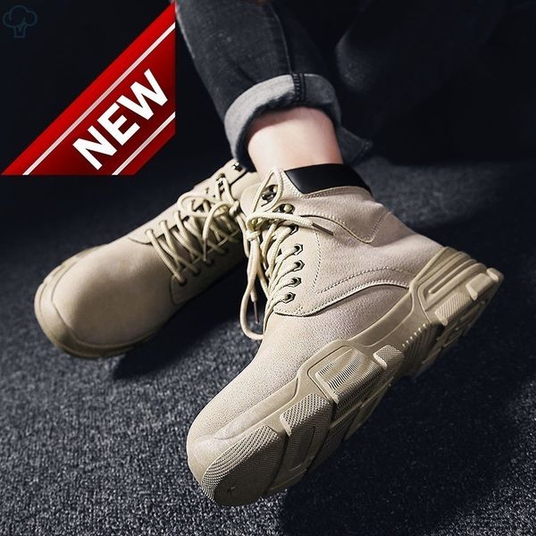 

men's autumn and winter 2018 fashion high cotton leisure british martin snow leather boots, Black