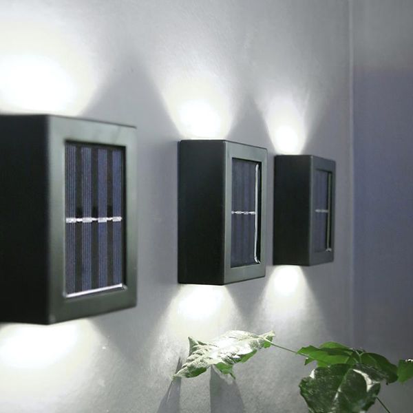 

4pcs ip65 solar lamps outdoor waterproof wall lamp light garden decorative street home stair