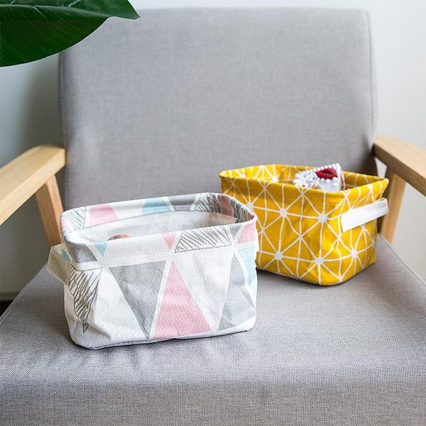 

color stripe household cotton linen desksundries storage baskets organization cosmetics toys receive boxs