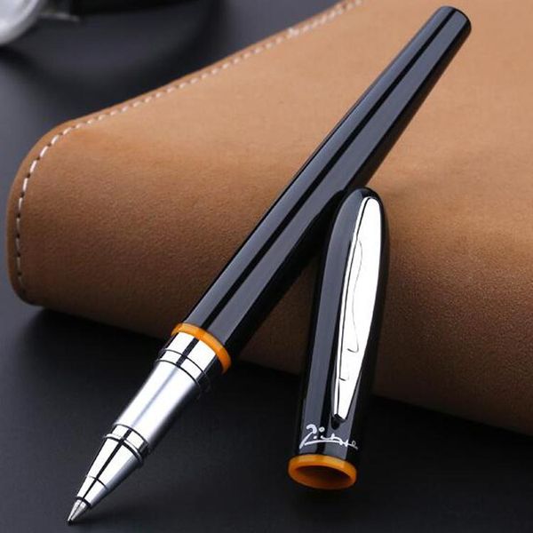 

ballpoint pens picasso 907 black and silver yellow/red ring international standard rollerball pen writing students teacher gifts, Blue;orange