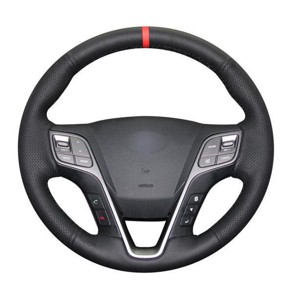 

steering wheel covers black pu artificial leather braid for grand santa fe 2012-2021 h350 2021 2021-2021
