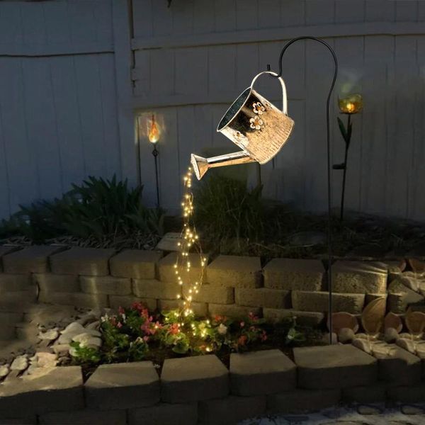 

shower led fairylight garden decoration kettle watering lamp battery gardening art ornament outdoor flower plant decor statues decorations