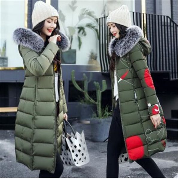 

women's down & parkas fashion-two side wear winter coat cotton clothes self- cultivation thick jacket print female coats o9tj, Black