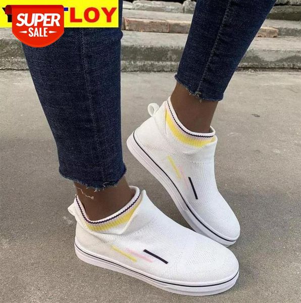 

new mesh vulcanize shoes leisure summer casual ladies stretch fabric striped platform fashion women sneakers rainbow color #ev40