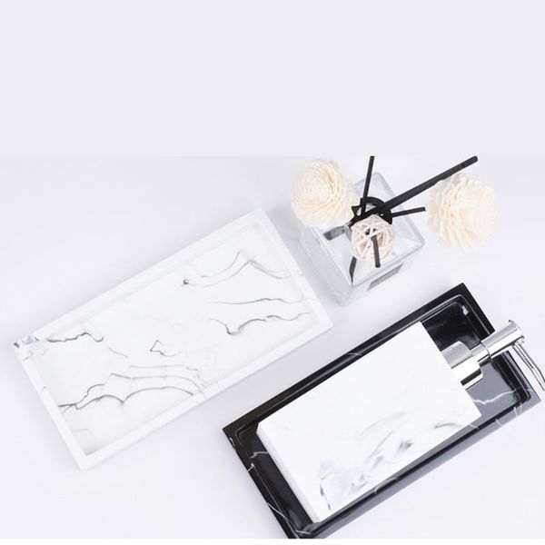 

kitchen storage & organization household tray marble resin for bathroom rectangular jewelry dish plates