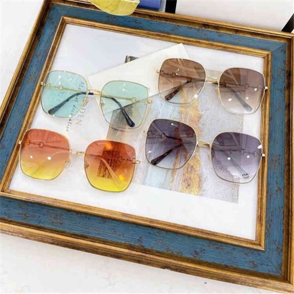 

2022 factory wholesale ni lu han same female fashion net red large frame thin face gold wire gg0879, White;black