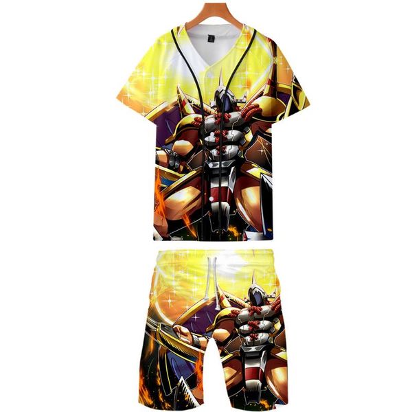 

two piece dress digital monster 3d printed set summer baseball t-shirts+casual shorts fashion 2021 trendy streetwear clothes, White