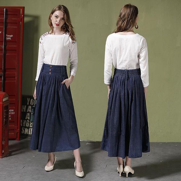 

skirts autumn arrival high-waist denim wome's fashion pleated 1026, Black