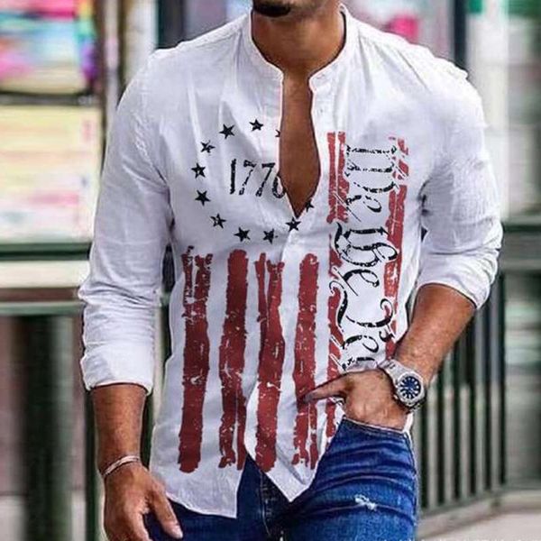 

men's casual shirts men causal long sleeved single breasted all match shirt spring autumn fashion city o neck slim print pattern, White;black