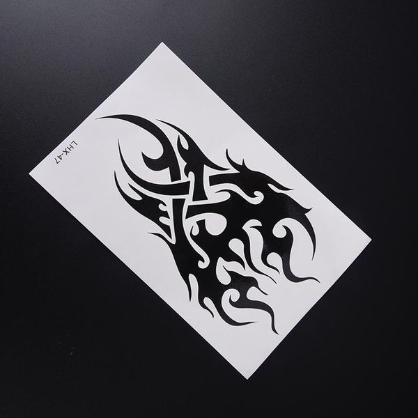 

temporary tattoos water transfer stickers disposable glitter 19*12cm waterproof tribal totems black drgon fire fake