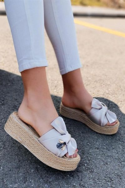 

slippers monica satin bee buckled beige high-heeled, Black