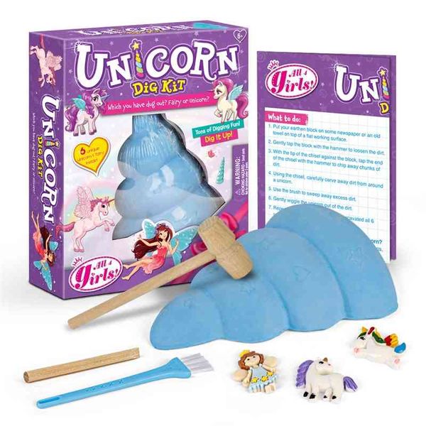 

children's new educational products flower fairy unicorn diy archaeological excavation girl toys